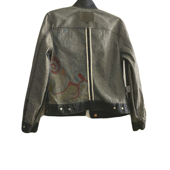 Guess Jean Jacket Dark Blue Denim RN# 62136 Style13885 Size L Art Design On Back - Picture 11 of 11